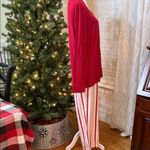 Soma Cool Nights Pajama Set Long Sleeve Top & Striped Pants Red White Size Large Photo 6
