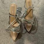 Journee Collection Women's Silver High Heel Sandals with Rhinestone Bow Accent Photo 5