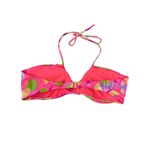 Victoria's Secret  Embellished Beaded Bikini Top Sz L Floral Pink Green Swimsuit‎ Photo 1