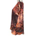 One World X-Large Top Geometric Sublimation Stretch Ruffled V-Neck Cap Sleeve Photo 6