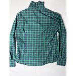 CK Bradley Women's Green Navy Plaid Ruffled Mock Neck Long Sleeve Shirt Size L Size L Photo 6