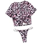 Black Pink Animal Print Tie Knot Animal Print Bikini Medium White Photo 0
