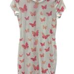 MRT 1030 White Butterfly Print Short Sleeve Tee Shirt Dress Womens Medium Photo 5