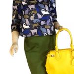 H&M BLUE AND GREEN CAT PRINT SWING CROPPED TOP (2) Photo 0