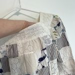 THREAD SOCIAL White Blue Patchwork Striped Floral Seersucker Eyelet Cotton Dress Size 6 Photo 6