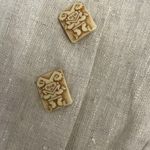 Santa Fe Beige Linen Sheath Dress Size 4 USA Made Button Front Vintage Brown Photo 5