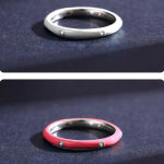 Boutique NEW Unisex White Ceramic Pave Diamond Sterling Silver Band Ring, Size 6 Photo 8