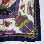 Vintage Nautical Sailboat Flags Chain Print Blue Gold Silk Square Royal Scarf Red Photo 5