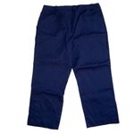 Anne Klein Sport Navy Blue Cropped Cotton Textured Pants 4-Button Cuffs Size 14 Photo 2