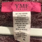 YMF USA Size XL Long Sleeve Cropped Shirt Open Slit Back Bling Vegas Graphic Red Photo 4