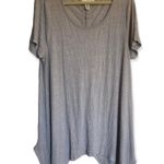 French Laundry Gray Ribbed Asymmetrical Short Sleeve Tunic Blouse Plus Size 2X Photo 0