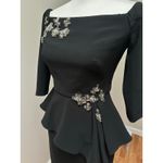 NEW Theia Cocktail Embroidered Mid Length Black Dress size 2 Photo 1