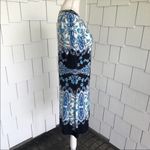 Eliza J  Women's Navy/White Elbow Sleeve Lined All Over Print Sheath Dress sz 4 Photo 3