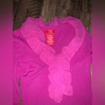 Oscar de la Renta Vintage  Y2K ruffle knit sweater vibrant pink designer fall Photo 3