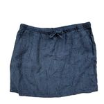 Garnet Hill Essential 100% Linen Pull On Denim Mini Skirt Pocket Chambray Size L Photo 8