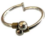 Vintage Taxco Mexico 925 Sterling Silver Hinged Bangle Bracelet – Bold Ball Bypa Photo 2