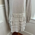 BCBGMAXAZRIA  Gold Metallic Tiered Ruffle Sweater Dress Large Holiday Cocktail Photo 2