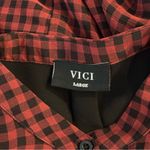 VICI  Womens Size Large Manchester Balloon Sleeve Maroon Black Plaid Dress Photo 7