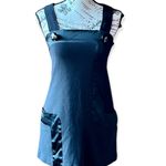 Bebe Womens  Black Silk Blend Mini Dress Apron Dress all Xs Photo 0
