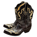 Old Gringo  Yippee Ki Yay Cowboy Cowgirl Western Boots Flame Stitching Brown 5.5 Photo 0