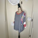 easel NTM: Oversized Black & White Striped Mixed Media Hi-Low Boho Top Sz M Photo 7