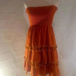 Davi & Dani NWT  Orange Smocked Strapless Dress Photo 1