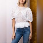 IRO  Embroidered Lace Peplum‎ Top in White 42 Photo 1