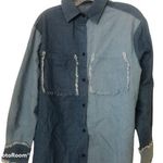 Good Time USA Blue Denim Long Sleeve Frayed denim Shirt NWT L Size L Photo 0