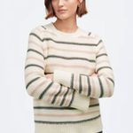 Madewell NWT  Cotton Crewneck Sweater in Stripe In Dark Loden Stripe Size XXS Photo 0