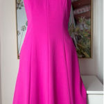 Donna Morgan Hot Pink Crepe Sleeveless V-Neck Fit & Flare Midi Dress Size 6 Photo 0