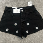 Forever 21 Black Jean Shorts with Daisy Embroidery Photo 0