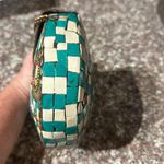 Vintage Turquoise & White Mosaic Tile Purse Blue Photo 7