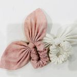 Love Shack Fancy  pink and white hair scrunchies NEW Photo 1