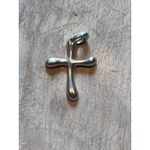 Sterling Silver Cross Pendant Modern Rounded Sculptural Necklace Charm 925 "C" Photo 1