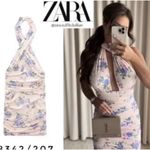ZARA pink floral print dress mini halter tied collar BLOGGERS FAVORITE!! NEW Photo 5
