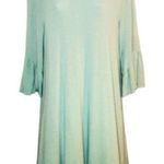 New Directions 3/4 Ruffle Sleeve Swing Dress Mint Green M Green Size M Photo 0