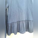 Dylan Los Angeles Navy Blue 100% Cotton Ruffle Hem Long Sleeve Top Women’s M Photo 1
