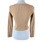 Berlook Waffle Knit Long Sleeve Notch Neck Fitted Thermal Top Beige Casual M Tan Size M Photo 2