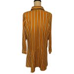 Boohoo  Stripe  Shirt Dress Sz 12 Mustard Preppy Fall Boho Oversize Drop Waist Photo 5