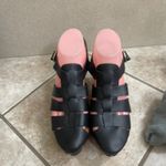 Anthropology Black Leather Clog Platform Sandals Wood Heel Sz 7 Strappy woens Photo 1