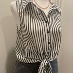 Foreign Exchange FE Sheer White & Black Vertical Stripe Crop Tank Top Blouse - M Photo 15