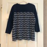 kim rogers  Navy Pineapple Crew Neck Top Quarter Sleeves Size XXL Photo 3