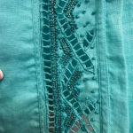 Chico's Aqua Breeze Beaded Linen Turquoise Open Jacket Cardigan Coastal Size 0 S Photo 5