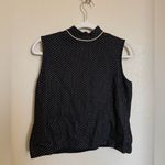 St. John ‎ Embellished Polka Dot Knit Top Sz M Black Gold Sleeveless Santana Knit Photo 1