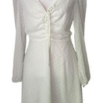 Lulus  Wine & Dine white Swiss dot long sleeve mini skater dress size S Photo 0