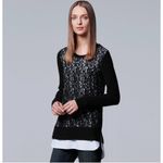 Vera Wang Simply  Lace Tunic Top Gray White - Medium Photo 3