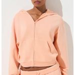 Jones New York  Sz M Peach Full Zip Pocket Drawstring Long Sleeve Hoodie Top Jack Photo 1