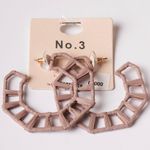 Boutique Octagon Raffia Light Brown Hoop Earrings Photo 1