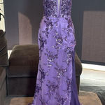 Women’s Purple Mermaid Fit Prom Party Dress Sparkly Sequins Lace Up Back Size 8 Photo 0