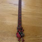 Printed Rhinestones Big Skull And Bones Buckle Red Belt Punk Goth 49” Photo 6